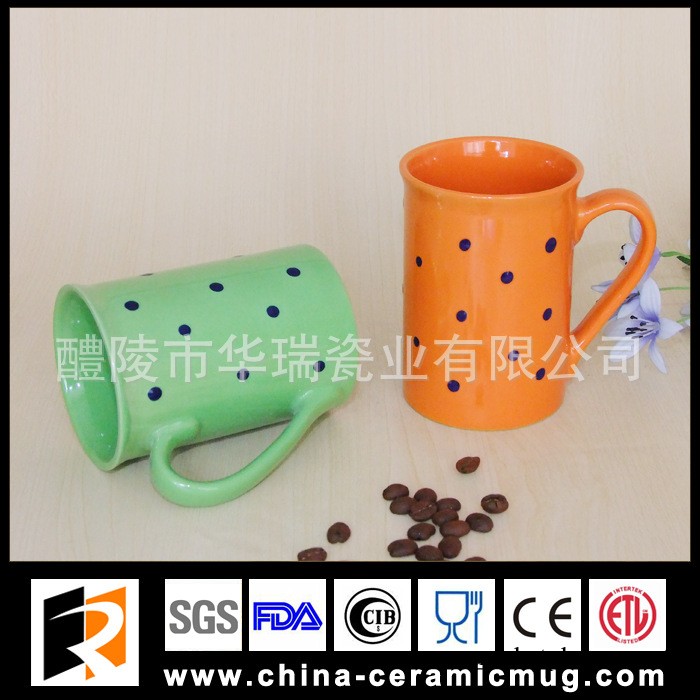 湖南陶瓷廠傢定做zakka陶瓷波點杯 早餐杯 咖啡杯 創意傢居飾品工廠,批發,進口,代購