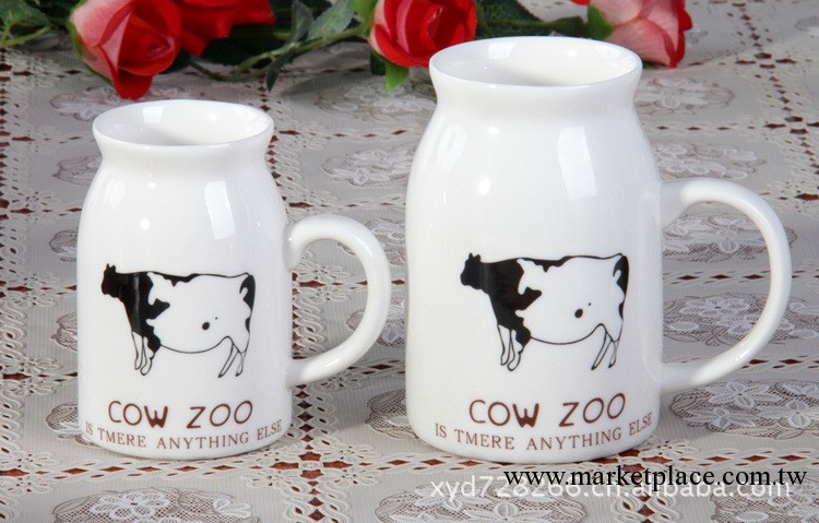 ZAKKA創意奶牛插圖陶瓷杯/大號/情侶杯/馬克杯/牛奶早餐杯/水杯工廠,批發,進口,代購