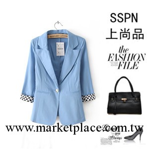F551秋款女式糖果色點點卷邊小西裝 外套工廠,批發,進口,代購