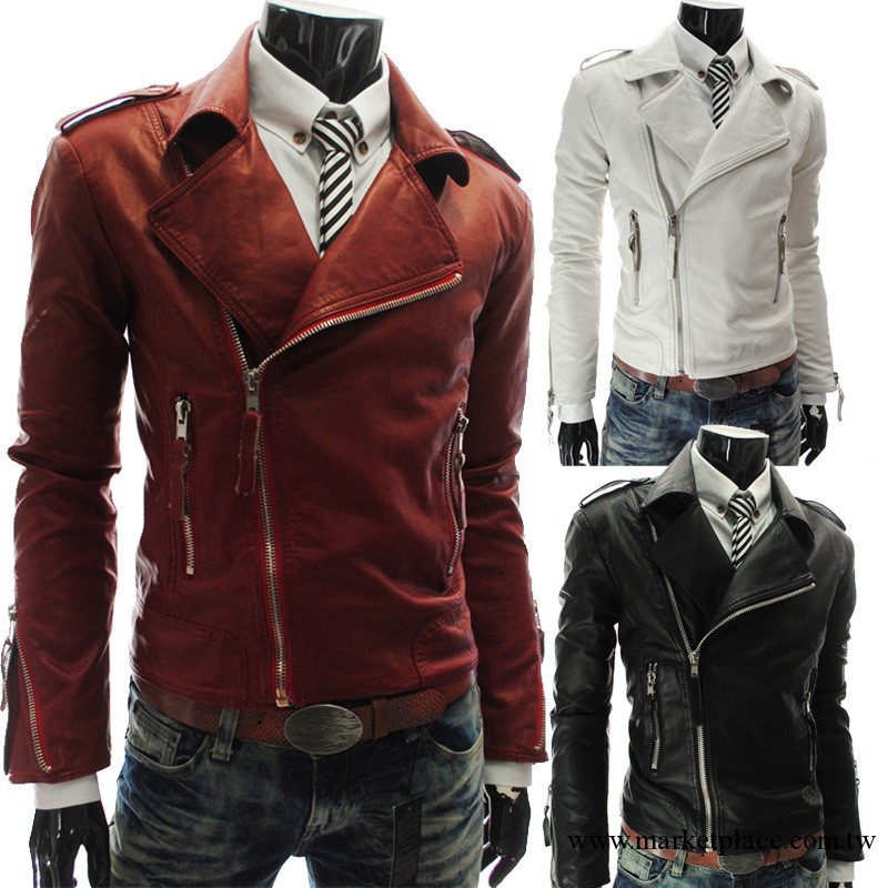 外貿男裝批發時尚2013新款多拉鏈男皮夾克修身大翻領短款皮衣5868工廠,批發,進口,代購