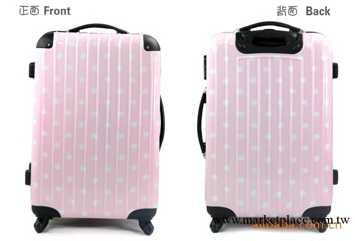 生產銷售 粉紅波點結婚拉桿旅行箱  24寸PC品牌旅行箱工廠,批發,進口,代購