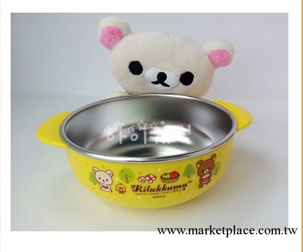 韓國正品Rilakkuma 輕松熊 松弛熊不銹鋼 兒童小號平耳飯碗工廠,批發,進口,代購