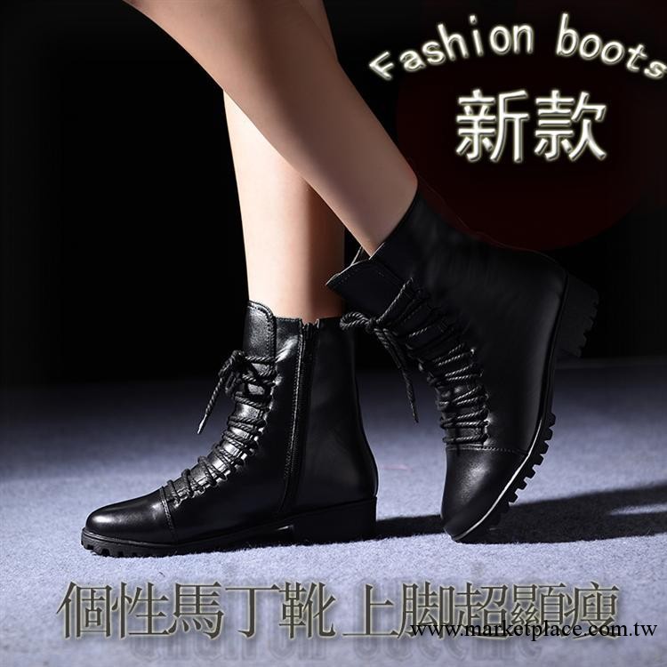 歐美2013歐美交叉綁帶系帶低跟短靴時尚性感女士馬丁靴真皮女靴鞋工廠,批發,進口,代購
