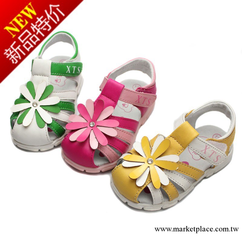 2013新款特價包頭女寶寶羊皮鞋 糖果色花朵女童涼鞋軟底學步鞋工廠,批發,進口,代購