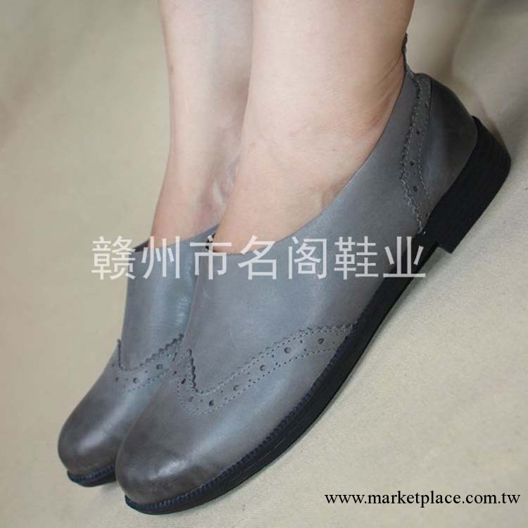 2013最新爆款復古時尚套腳真皮單鞋 秋季舒適灰雕花懶人鞋批發工廠,批發,進口,代購