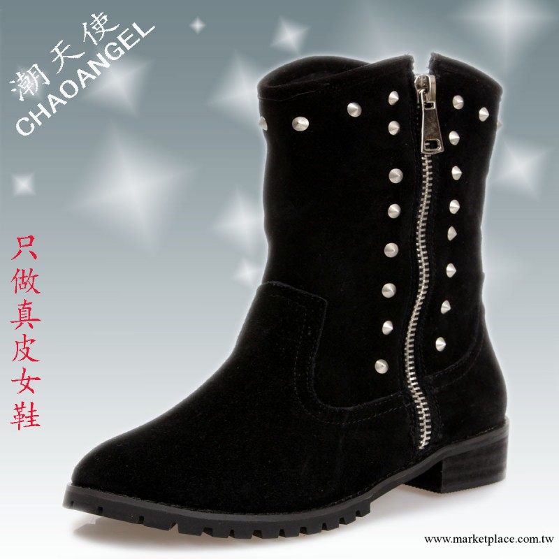 潮天使013年新品短靴時尚精品女靴釘子短靴平跟女馬丁靴女鞋工廠,批發,進口,代購