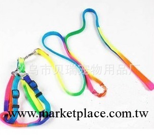 廠傢批發 七彩寵物牽引繩胸背帶套裝 尼龍狗帶狗繩 寵物用品工廠,批發,進口,代購