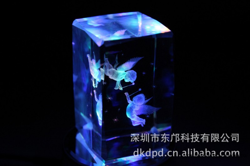 蟲不知 USB七彩發光旋轉水晶玫瑰 水晶天使 小夜燈 情侶 聖誕禮物工廠,批發,進口,代購