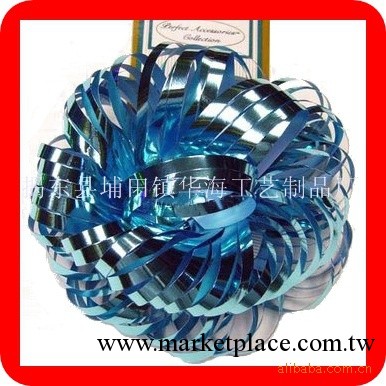 Lattice bow 聖誕彩帶卷卷花 聖誕禮品花 藍色PET手工花球工廠,批發,進口,代購