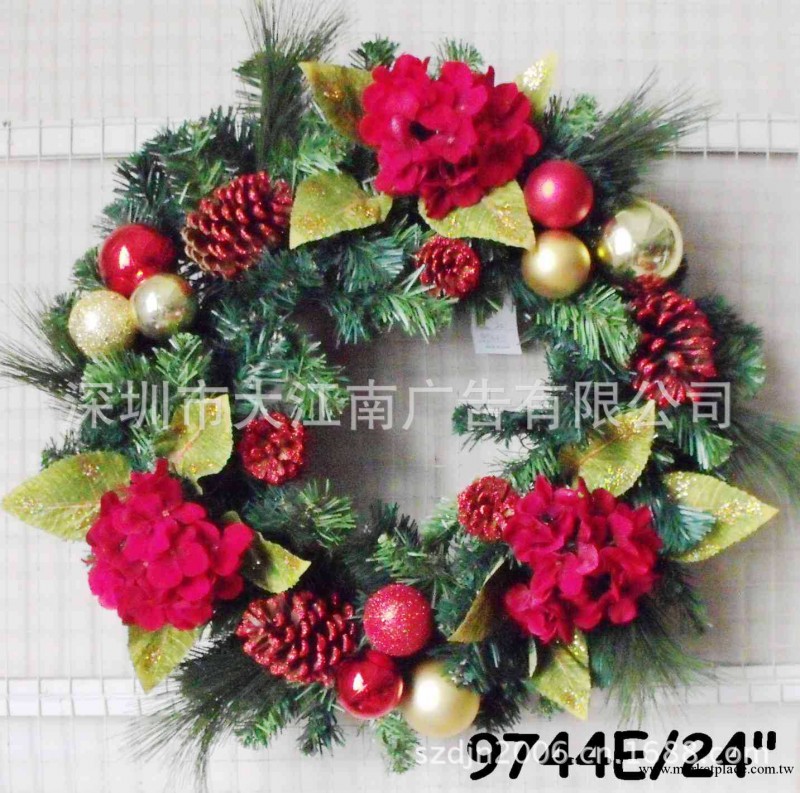 惠州廠傢直批  冬季 歐美 聖誕節 裝飾物 掛件 聖誕花環 聖誕花圈工廠,批發,進口,代購