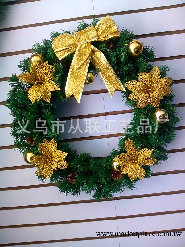 ＰＶＣ聖誕樹廠傢直銷 40cm金色裝飾花環  裝飾樹 2013新品上線工廠,批發,進口,代購
