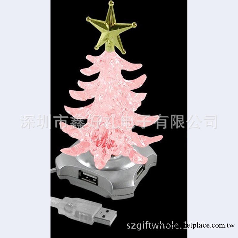 帶四口HUB七彩發光聖誕樹，USB聖誕樹工廠,批發,進口,代購