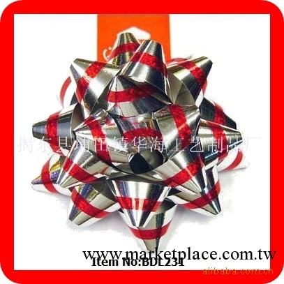 Star Bow 銀紅兩色星星花 PET雙層星星花 聖誕禮品花工廠,批發,進口,代購