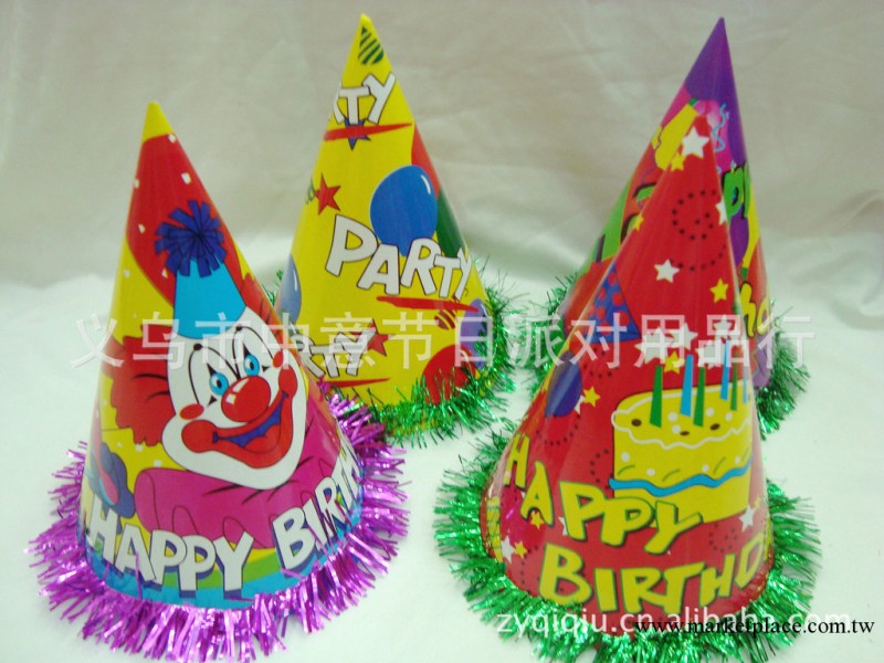 廠傢直銷！生日帽/生日派對帽/小醜帽/聖誕帽/紙帽、可定做圖案工廠,批發,進口,代購