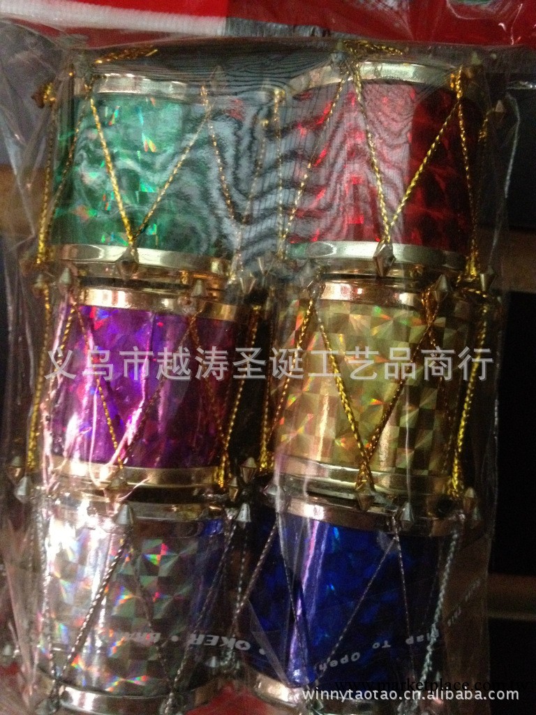 現貨批4CM鐳射聖誕鼓 聖誕禮品小掛件 聖誕樹裝飾 聖誕節工廠,批發,進口,代購