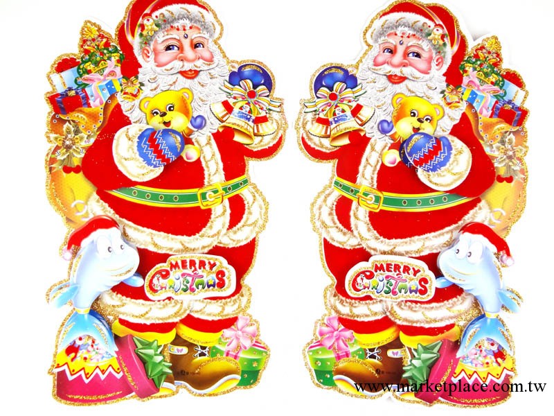 聖誕貼畫 全身聖誕老人 立體雙面墻貼裝飾全身老人貼 聖誕櫥窗工廠,批發,進口,代購