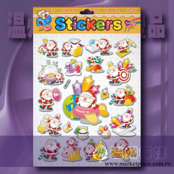 HGP-001 聖誕節貼紙、聖誕老人泡泡貼工廠,批發,進口,代購