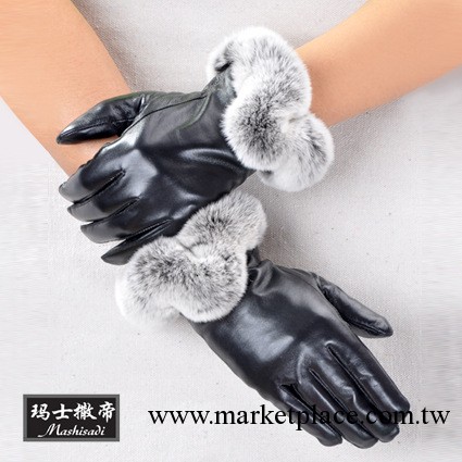 新款獺兔毛羊皮女士保暖時尚修手皮手套女式羊皮手套整皮保暖冬工廠,批發,進口,代購