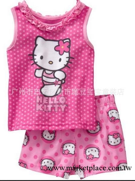 兒童夏季傢居服批發 2013新款出口hello kitty女童背心套裝 睡衣工廠,批發,進口,代購