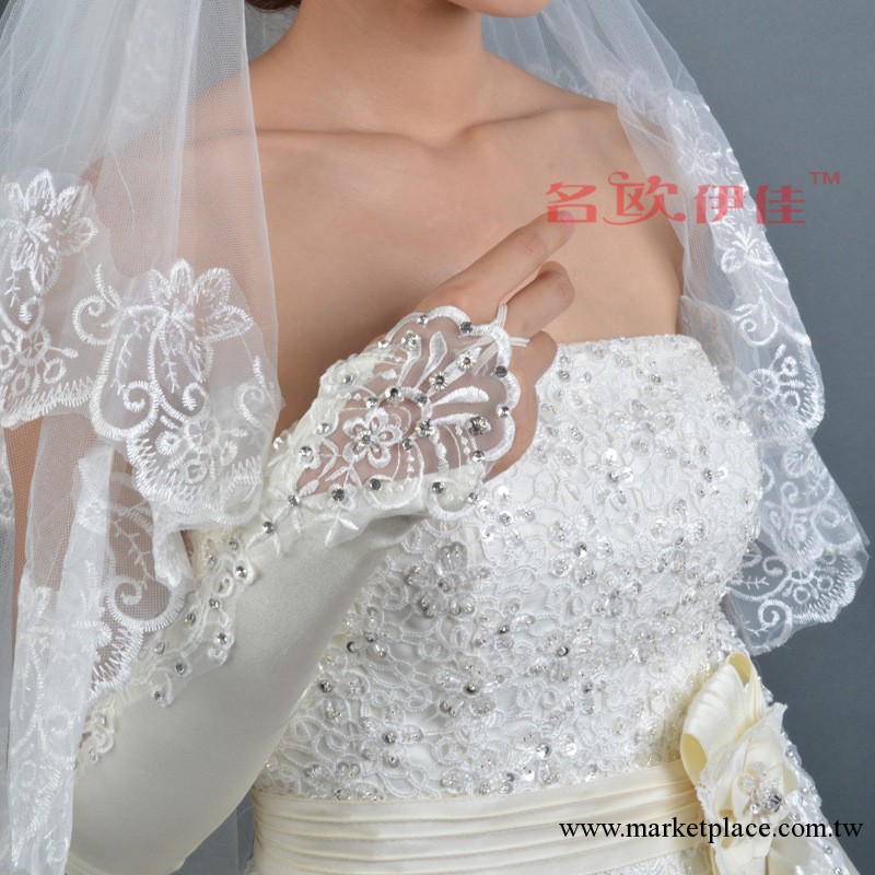 新娘手套 雙蕾絲長款白色婚紗禮服手套工廠,批發,進口,代購
