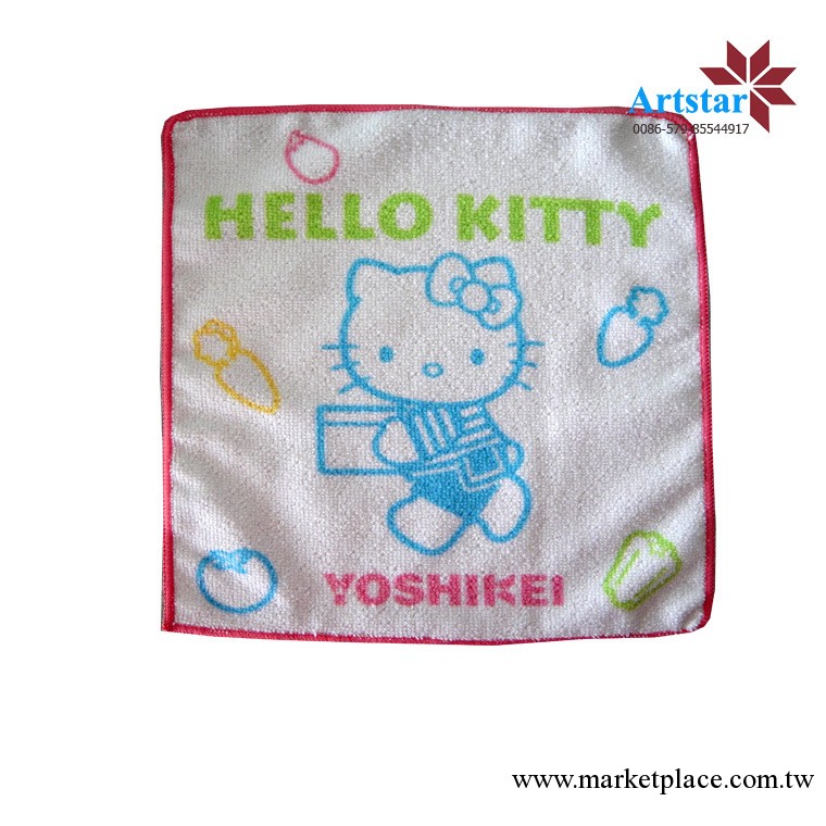 義烏廠傢直銷超細纖維環保無偶氮外貿hello kitty小方巾工廠,批發,進口,代購