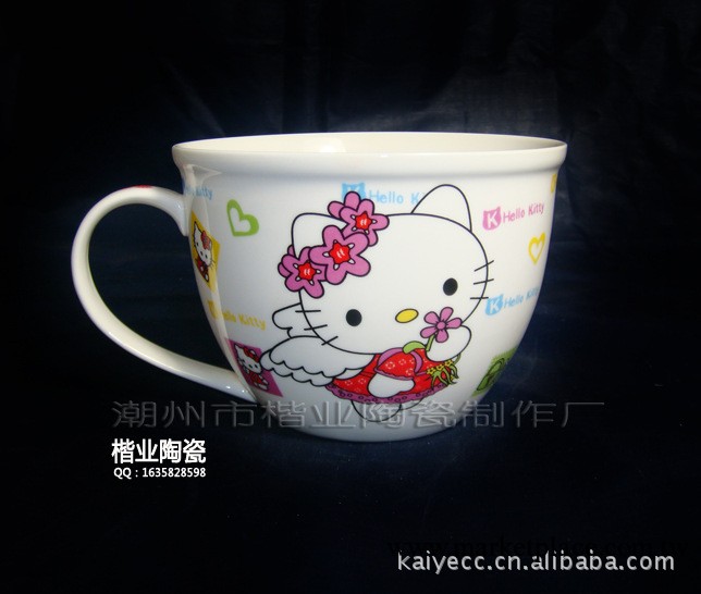 【廠傢直銷】正品骨瓷韓式斜口面杯hello kitty系列工廠,批發,進口,代購