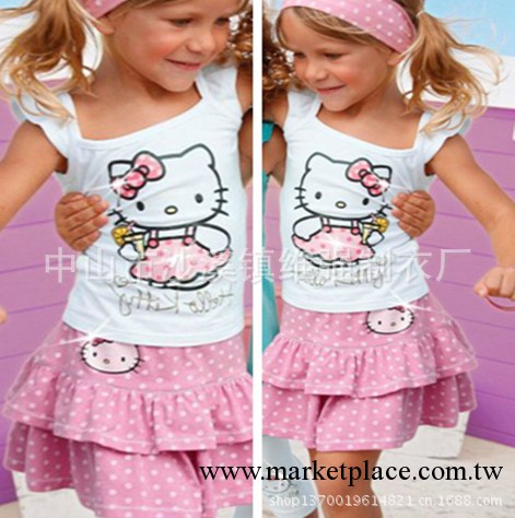 外貿童裝批發廠傢直銷hello kitty 女童粉色三件套   girls  suit工廠,批發,進口,代購