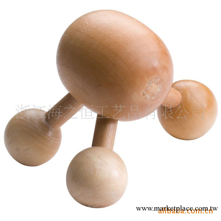 生產供應木制按摩器材三腳頭部按摩器工廠,批發,進口,代購