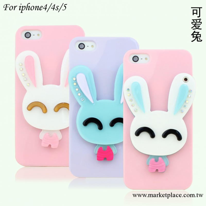 iphone5s手機殼鏡子批發 蘋果4S手機保護套 新款可愛大耳朵兔子潮工廠,批發,進口,代購