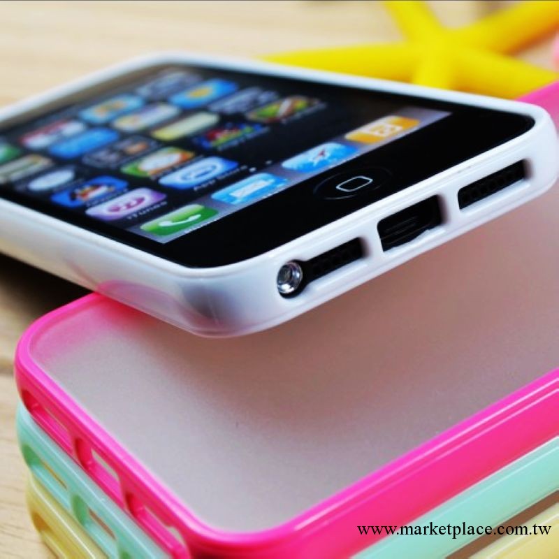 iphone5手機殼 雙色TPU+PC 蘋果5代 磨砂半透明外軟 保護套工廠,批發,進口,代購