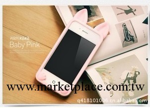 韓國新款IPHONE 4 4S 矽膠貓耳朵手機保護套 貓貓蘋果外殼 配件工廠,批發,進口,代購
