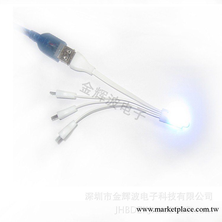 發光一出三/一拖四數據線 蘋果四 v3 邁克 iphone5 充電數據同步工廠,批發,進口,代購