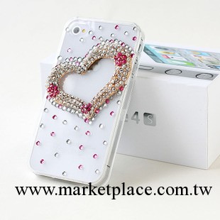 蘋果手機保護殼 diy水鉆殼 愛心形桃心殼 iphone5/4S手機保護殼工廠,批發,進口,代購