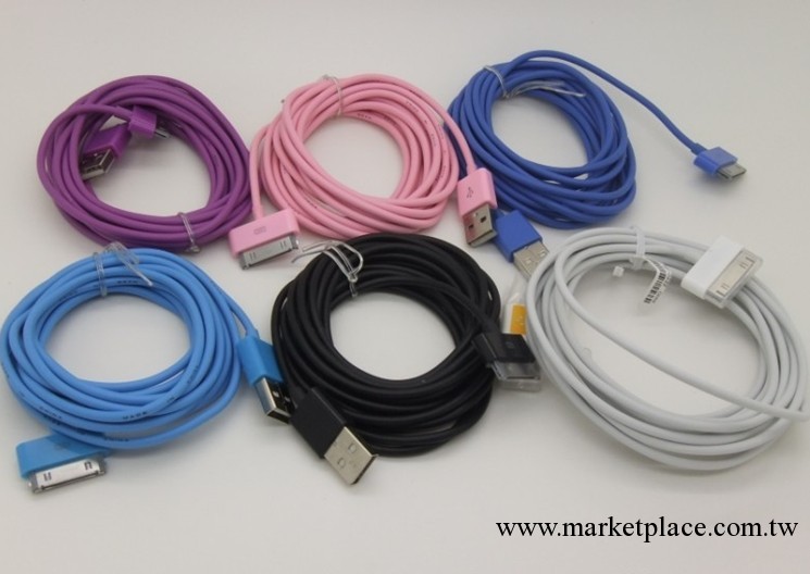 蘋果5數據線 iphone5彩色圓線數據線 ipadmini充電線 手機數據線工廠,批發,進口,代購
