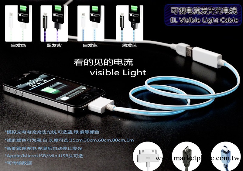 蘋果發光數據線 三星數據線 iphone5數據線 蘋果USB連接充電線工廠,批發,進口,代購