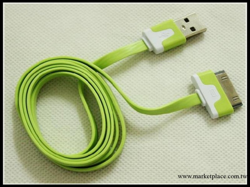 新款現貨蘋果4 iphone4彩色面條數據線 iphone4扁線 30PIN工廠,批發,進口,代購