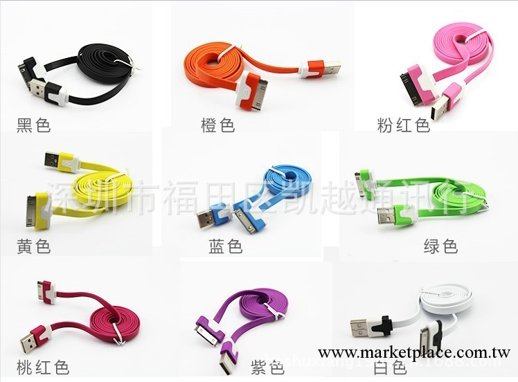 廠傢批發 蘋果彩色數據線 IPOD/IPHONE數據線 小面條數據線工廠,批發,進口,代購