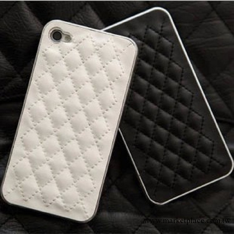 蘋果iPhone4 4s菱形格子手機殼 5代小羊皮保護殼 電鍍貼皮外殼工廠,批發,進口,代購