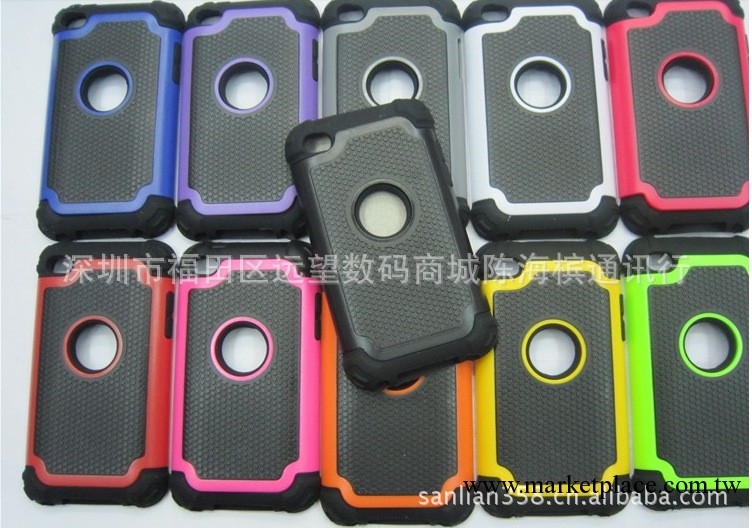 蘋果ipod touch4 保護殼 PC+矽膠 保護套 三合一 手機殼 雙防外殼工廠,批發,進口,代購