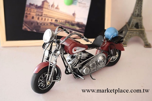 zakka雜貨 摩托車模型 手工鐵皮玩具 帶安全帽 4色 鐵皮車擺件批發・進口・工廠・代買・代購