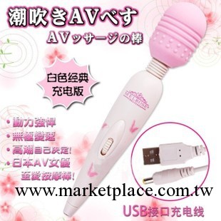 女用自慰器具 振動棒 白色雙配USB充電版AV震動按摩棒 情趣用品工廠,批發,進口,代購