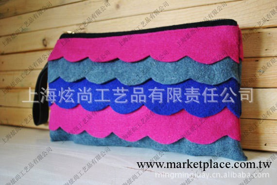 廠傢供應爆款彩色毛氈手拿包，毛氈化妝包晚宴包Colorful Felt工廠,批發,進口,代購