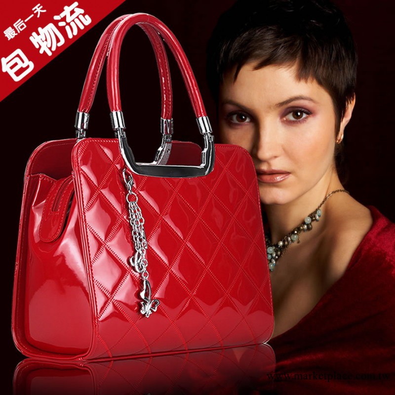 旭森皮具 豎款定型包 大紅色新娘包 菱格繡花 手提包 晚宴 8251工廠,批發,進口,代購