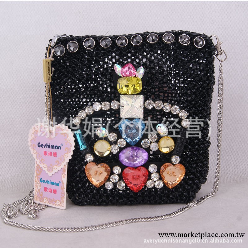 歌詩嫚2013韓版新款頭編織包 HelloKitty水鉆晚宴包 單肩斜挎包工廠,批發,進口,代購