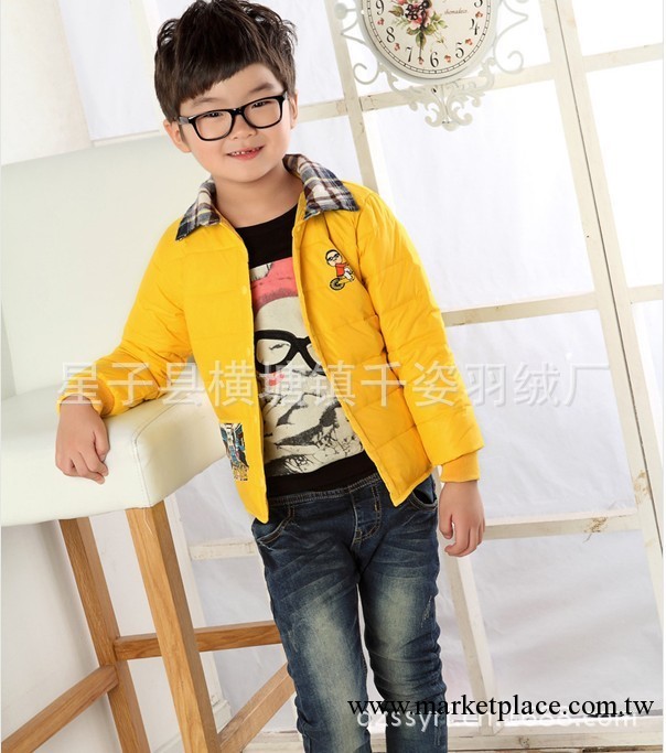 廠傢直銷 2013新款童裝男江南style卡通圖案 羽絨衣 襯衫領 包郵工廠,批發,進口,代購