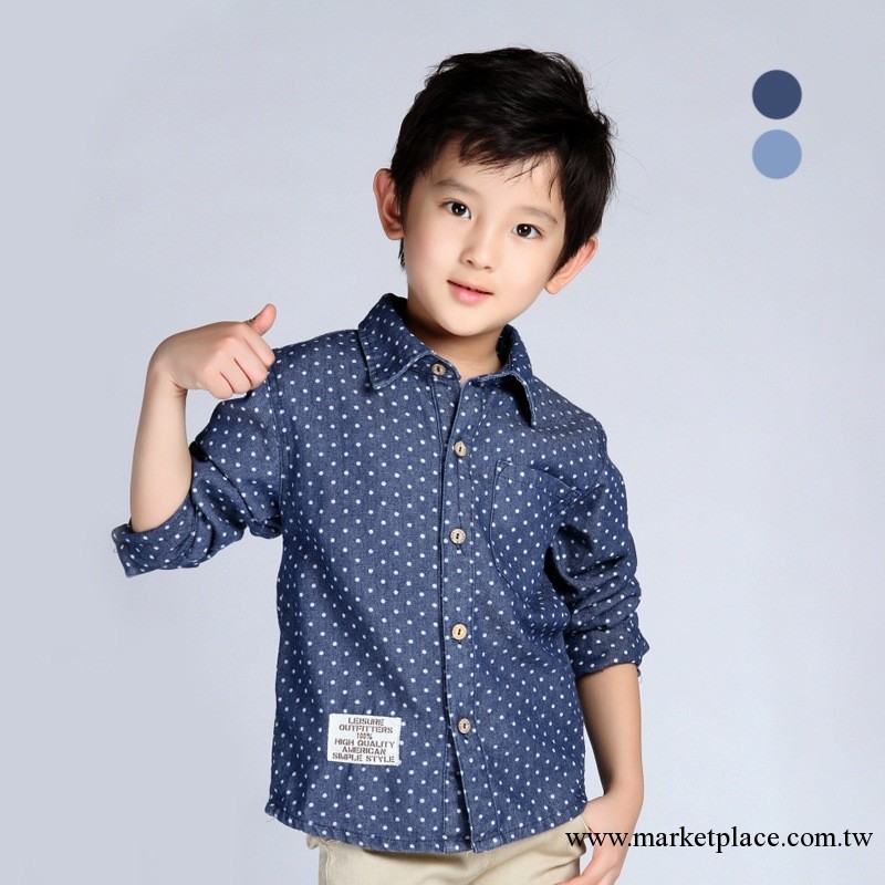 班比納 男童秋裝2013新款 兒童襯衫長袖 牛仔佈男童襯衫純棉2697工廠,批發,進口,代購
