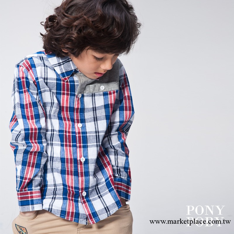 波妮波比 2013 新品 童裝兒童男童寶寶純棉 英倫休閒格子長袖襯衫工廠,批發,進口,代購