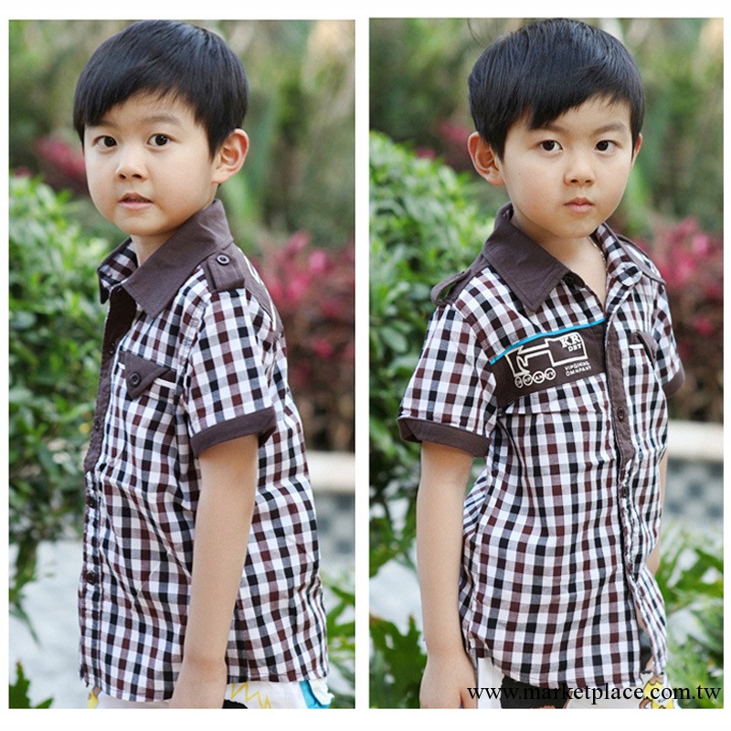 2013夏季韓版兒童童裝襯衫批發 男童格子襯衫 寶寶衣服 支持混批工廠,批發,進口,代購