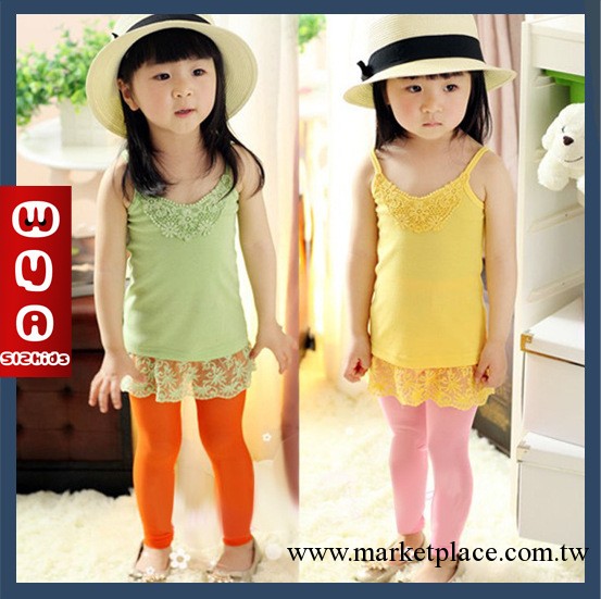 女童 2013夏季新款 韓版時尚蕾絲吊帶衫 女童百搭蕾絲花邊背心工廠,批發,進口,代購