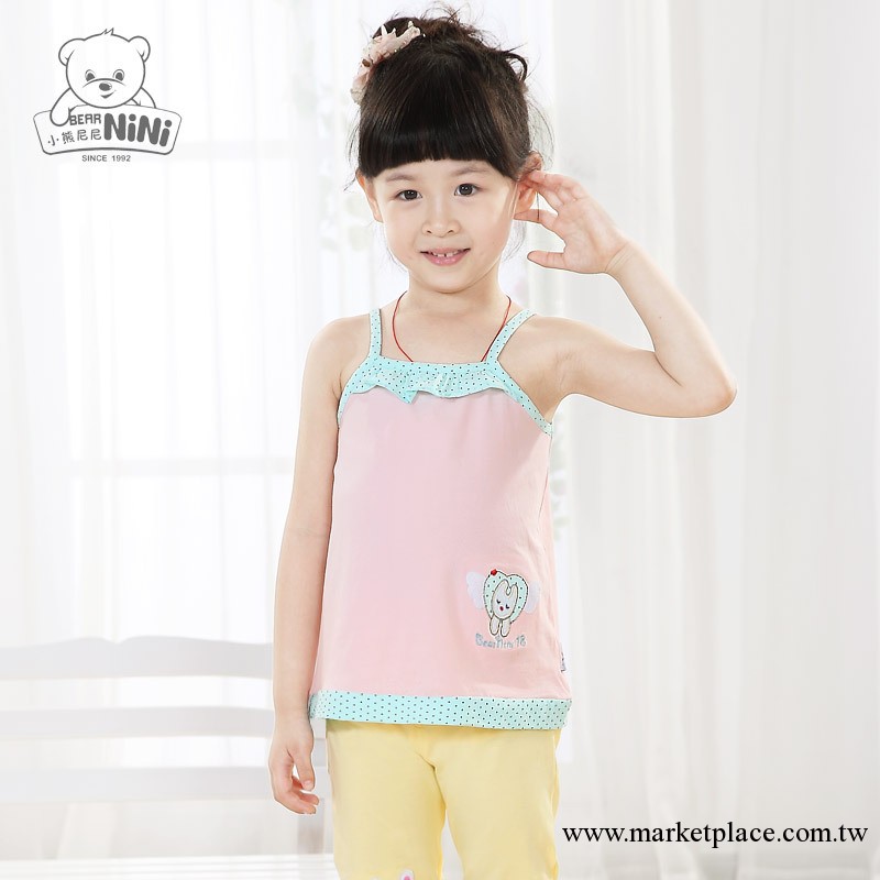 小熊尼尼 夏季女童甜美吊帶衫 兒童純棉可愛背心 童裝批發 9787工廠,批發,進口,代購